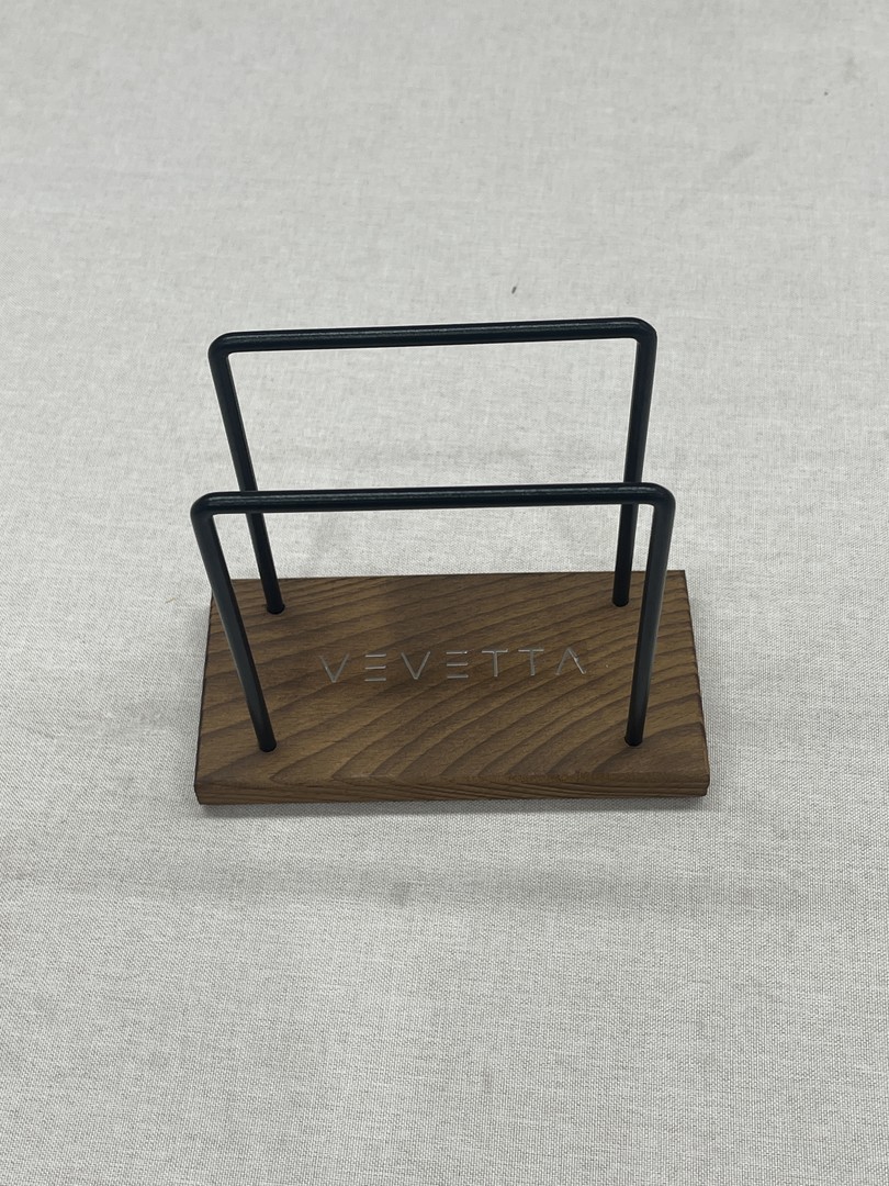 VEVETTA Modern Napkin Holder with Walnut Wood Base and Black Metal Wire - Image 6