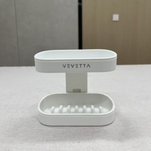 VEVETTA Modern Dual-Layer Wall-Mounted Soap Dish - Minimalist White Soap Saver
