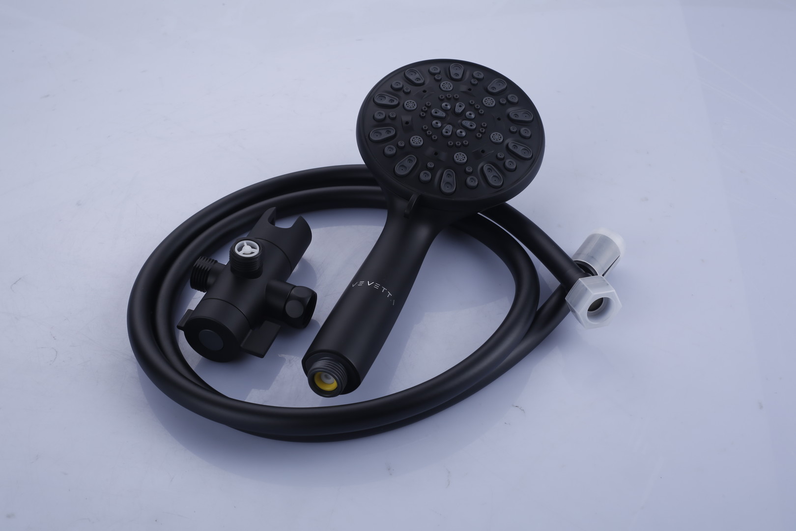 VEVETTA High-Pressure Matte Black Handheld Shower Head with Hose and Bracket Set - Image 2