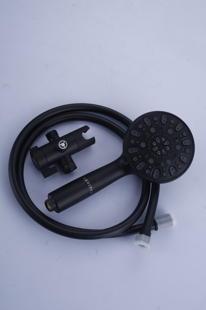 VEVETTA High-Pressure Matte Black Handheld Shower Head with Hose and Bracket Set - Image 8