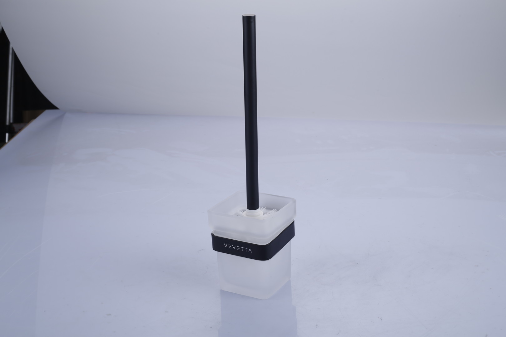 VEVETTA Modern Frosted Glass Toilet Brush Set - Wall-Mounted Bathroom Scrubber - Image 6