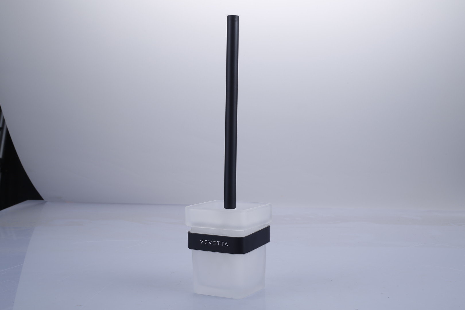 VEVETTA Modern Frosted Glass Toilet Brush Set - Wall-Mounted Bathroom Scrubber - Image 4