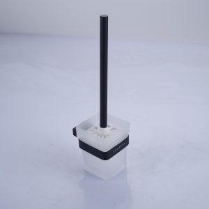 VEVETTA Modern Frosted Glass Toilet Brush Set - Wall-Mounted Bathroom Scrubber