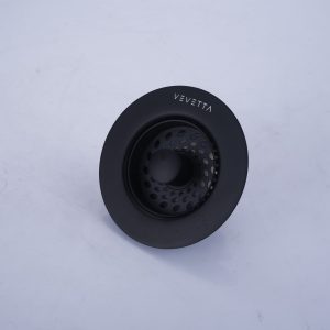 VEVETTA Modern Matte Black Kitchen Sink Drain Assembly with Strainer Basket