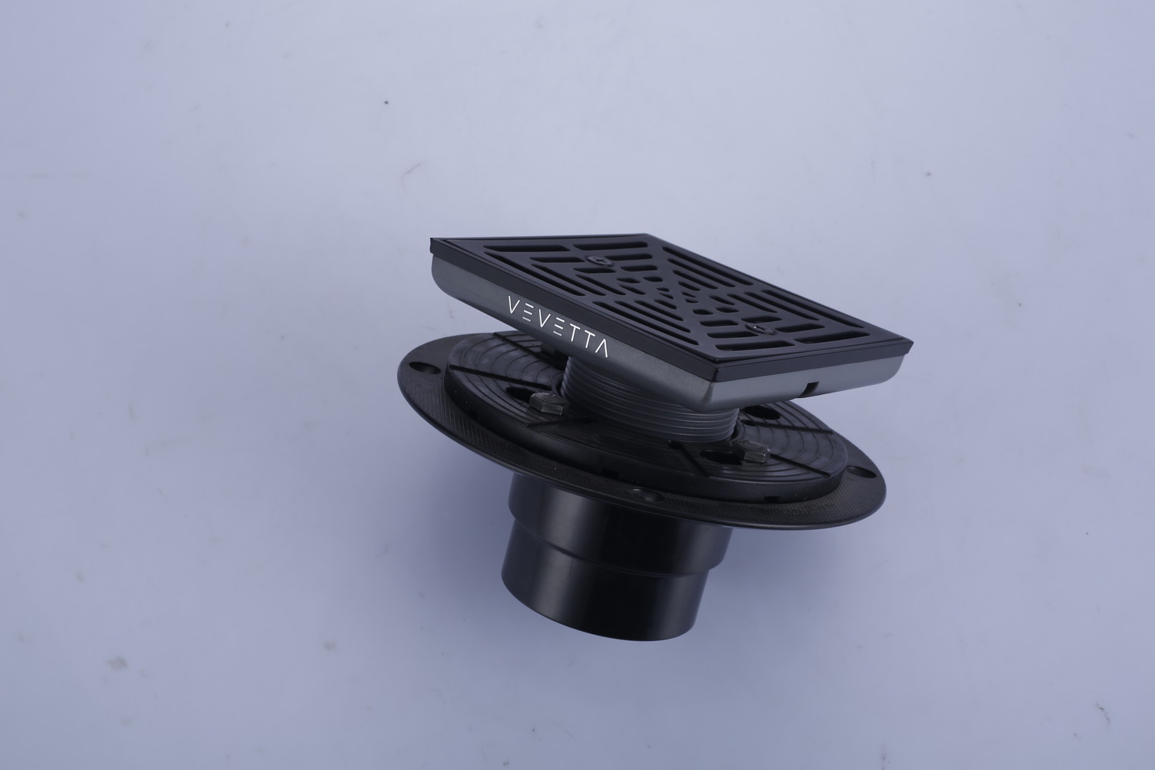 VEVETTA Industrial Matte Black Floor Drain Assembly - Square Shower Drain Kit - Image 4