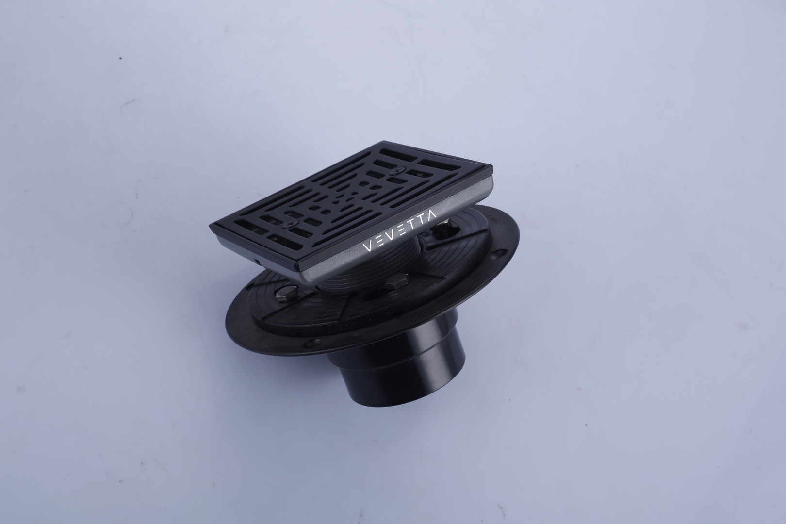 VEVETTA Industrial Matte Black Floor Drain Assembly - Square Shower Drain Kit - Image 3