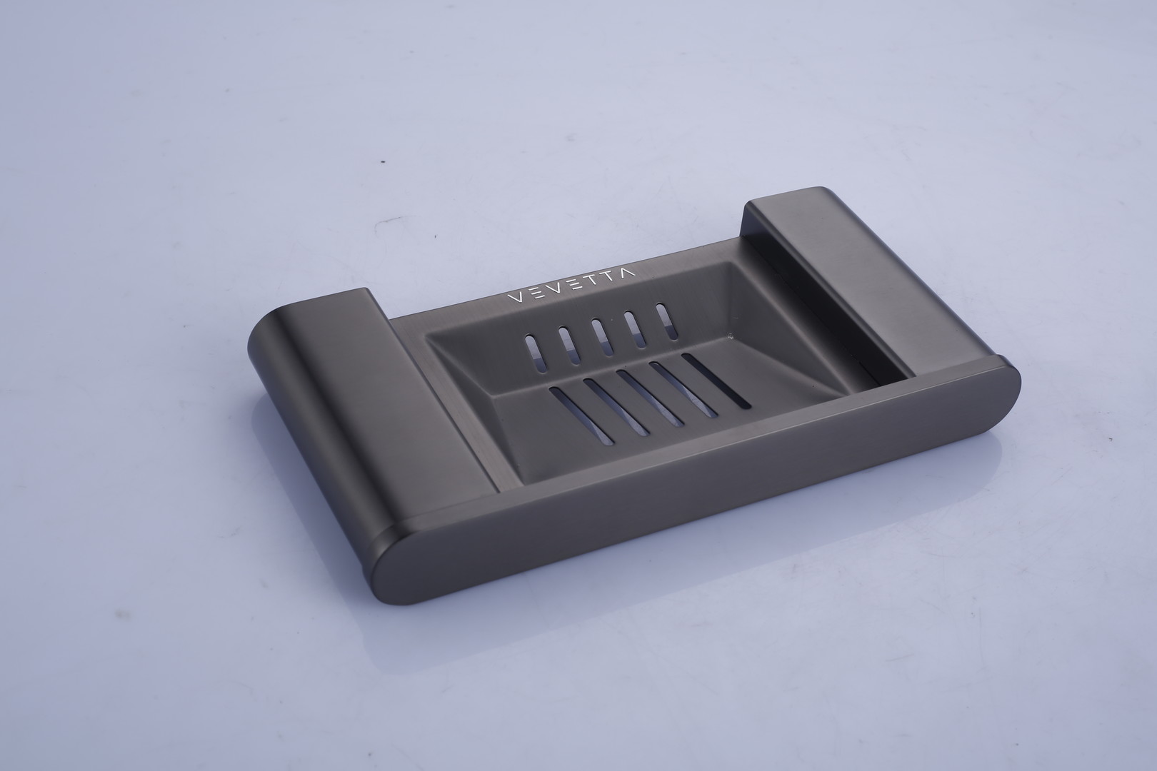 VEVETTA Modern Gunmetal Grey Soap Dish with Rapid Drainage Slotted Design - Image 11