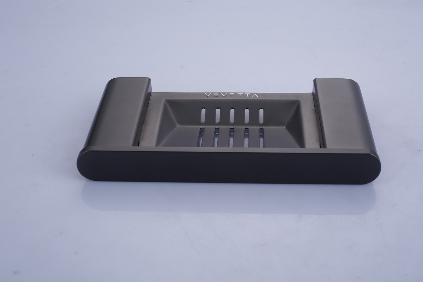VEVETTA Modern Gunmetal Grey Soap Dish with Rapid Drainage Slotted Design - Image 9