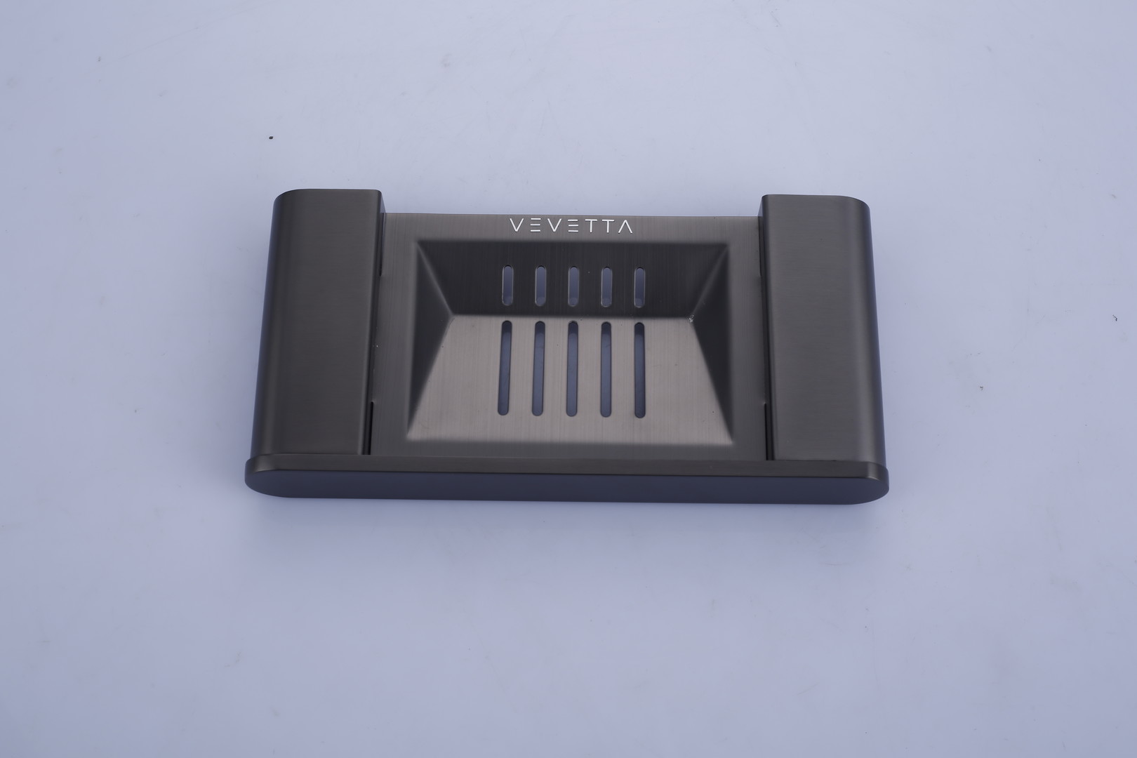 VEVETTA Modern Gunmetal Grey Soap Dish with Rapid Drainage Slotted Design - Image 8