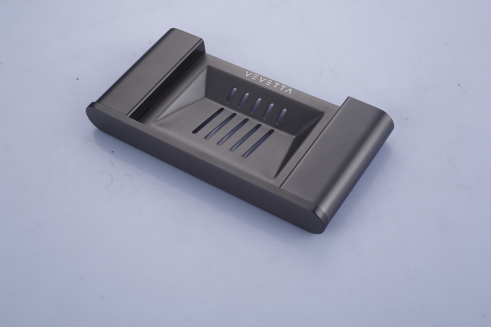 VEVETTA Modern Gunmetal Grey Soap Dish with Rapid Drainage Slotted Design - Image 7