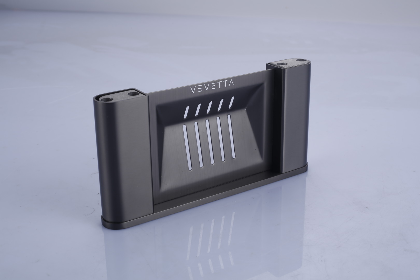 VEVETTA Modern Gunmetal Grey Soap Dish with Rapid Drainage Slotted Design - Image 5