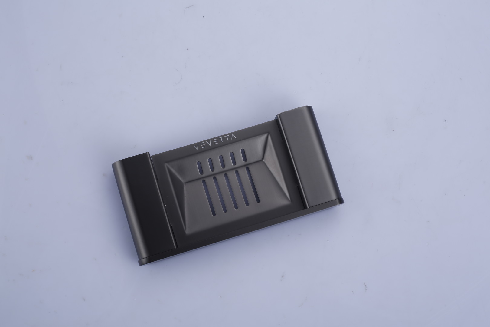 VEVETTA Modern Gunmetal Grey Soap Dish with Rapid Drainage Slotted Design - Image 2