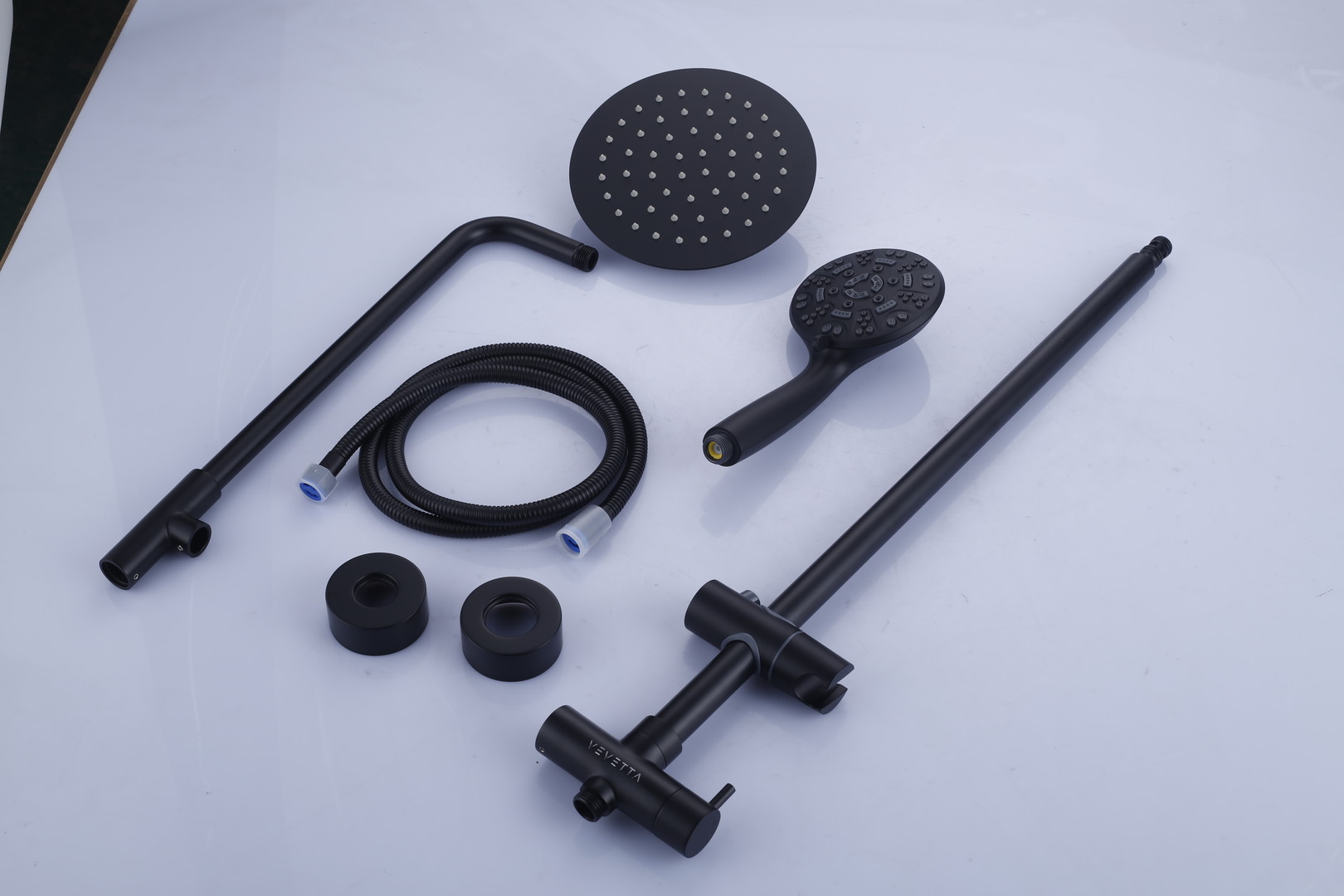 VEVETTA Luxury Matte Black Shower System with Rainfall Head and Handheld Spray