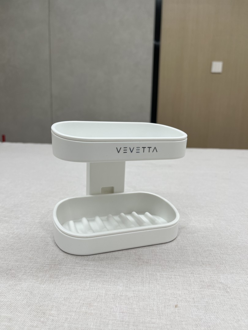 VEVETTA Modern Dual-Layer Wall-Mounted Soap Dish - Minimalist White Soap Saver - Image 3