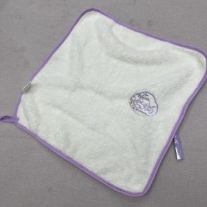 VEVETTA Ultra-Soft Microfiber Hand Towel with Hanging Loop and Purple Trim