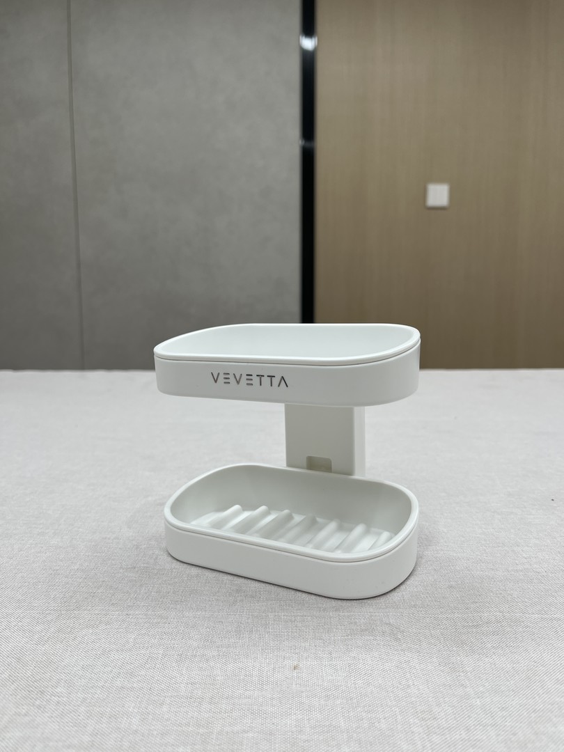 VEVETTA Modern Dual-Layer Wall-Mounted Soap Dish - Minimalist White Soap Saver - Image 2