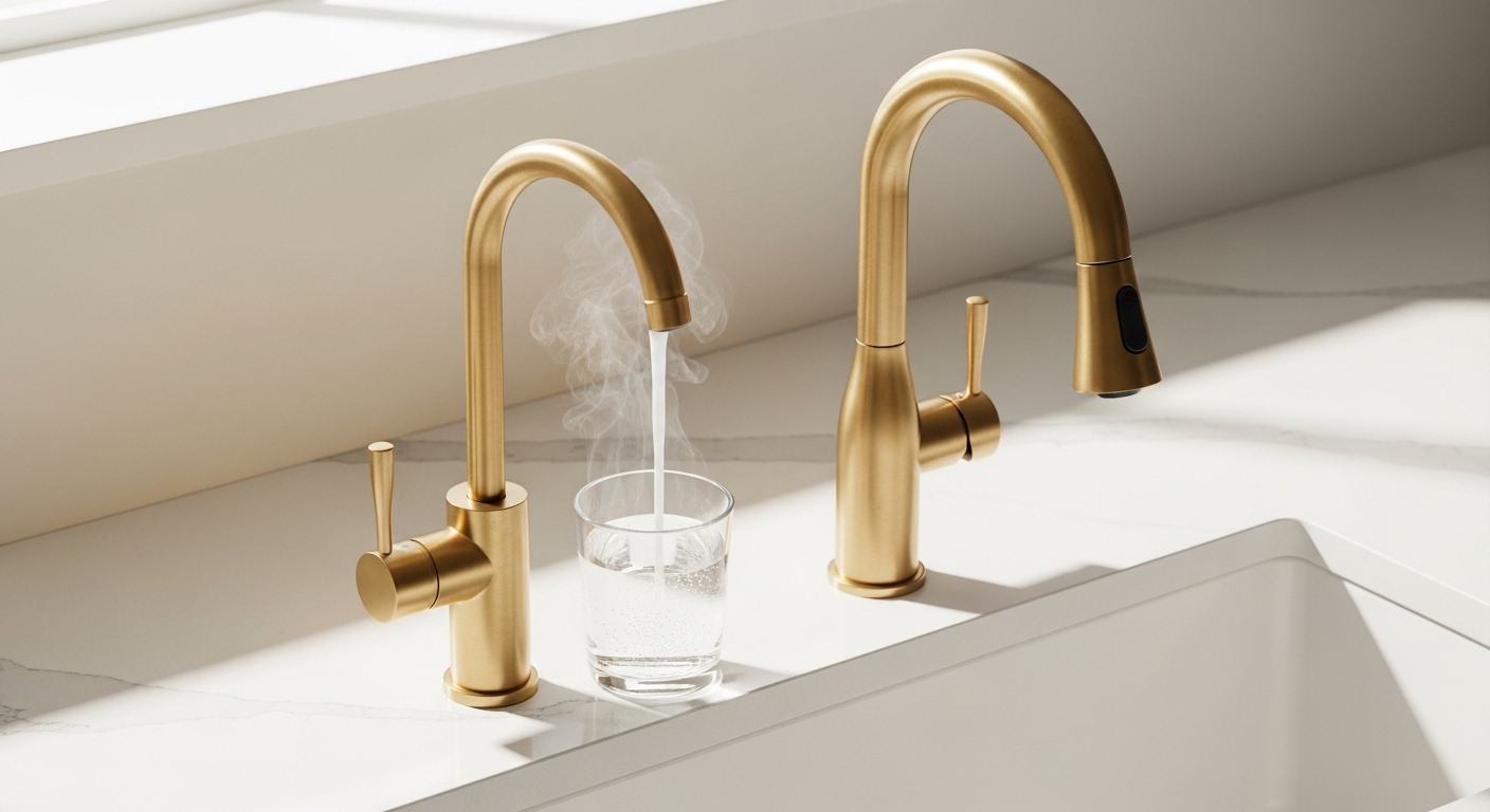 brushed gold instant hot faucet
