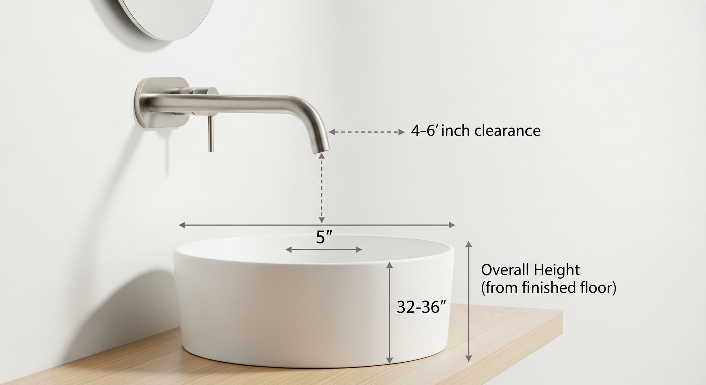 vessel sink wall mount faucet height